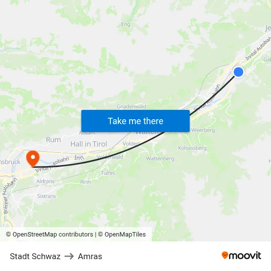 Stadt Schwaz to Amras map