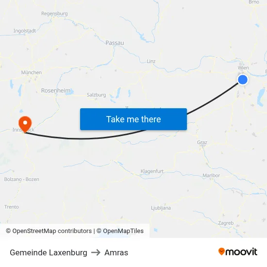 Gemeinde Laxenburg to Amras map