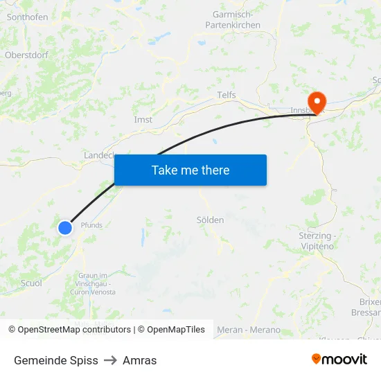 Gemeinde Spiss to Amras map