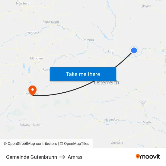 Gemeinde Gutenbrunn to Amras map