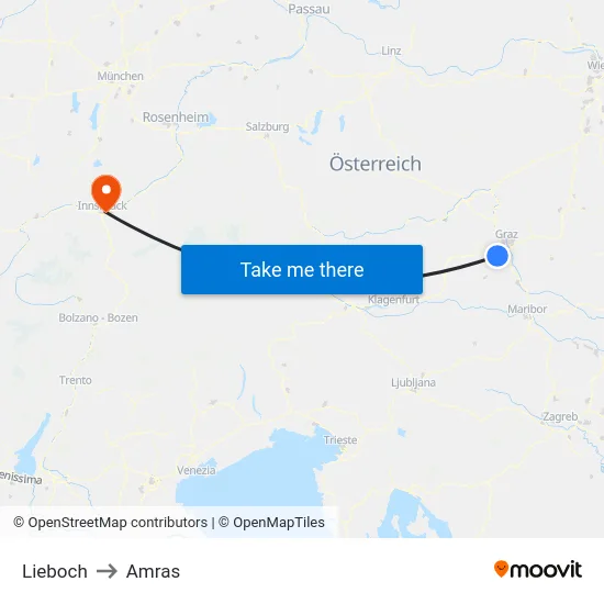 Lieboch to Amras map