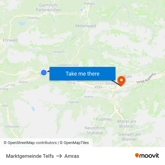 Marktgemeinde Telfs to Amras map