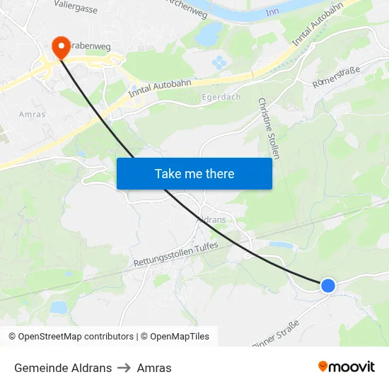 Gemeinde Aldrans to Amras map