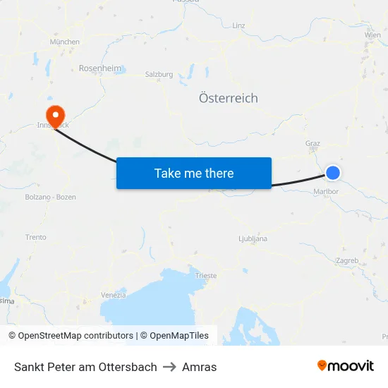 Sankt Peter am Ottersbach to Amras map