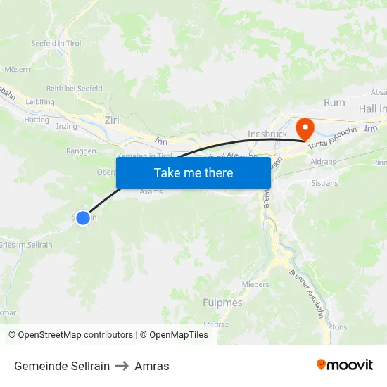 Gemeinde Sellrain to Amras map