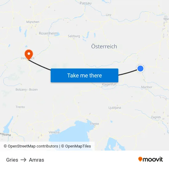 Gries to Amras map
