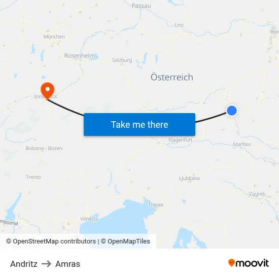 Andritz to Amras map