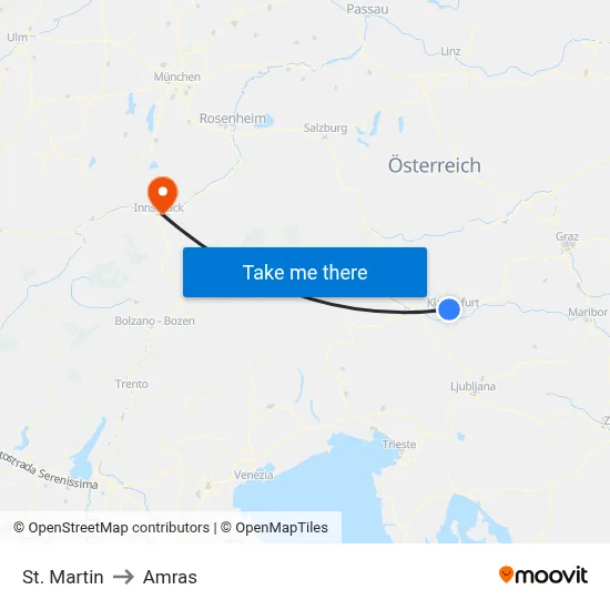 St. Martin to Amras map