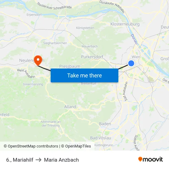 6., Mariahilf to Maria Anzbach map