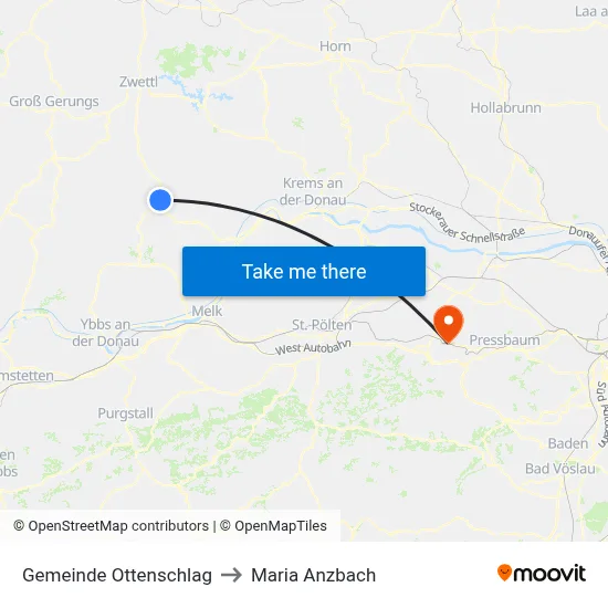 Gemeinde Ottenschlag to Maria Anzbach map