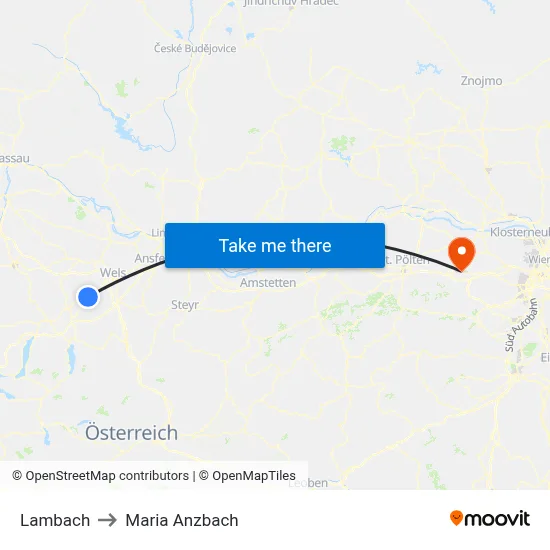 Lambach to Maria Anzbach map