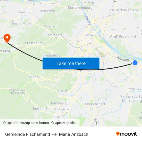 Gemeinde Fischamend to Maria Anzbach map