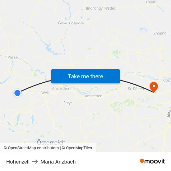 Hohenzell to Maria Anzbach map