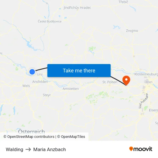 Walding to Maria Anzbach map