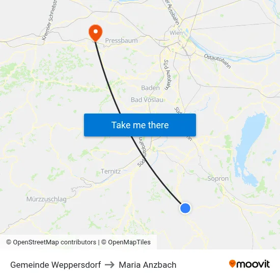 Gemeinde Weppersdorf to Maria Anzbach map