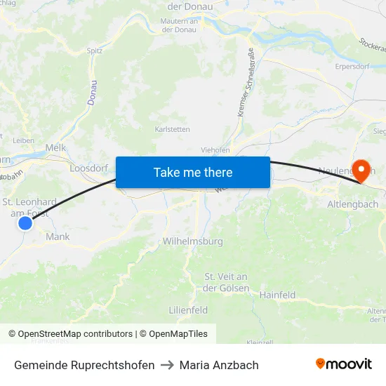 Gemeinde Ruprechtshofen to Maria Anzbach map