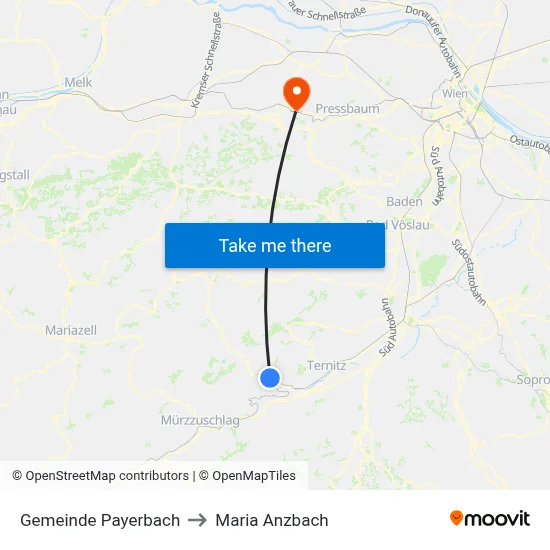 Gemeinde Payerbach to Maria Anzbach map