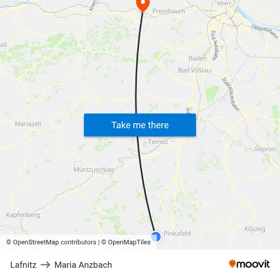 Lafnitz to Maria Anzbach map