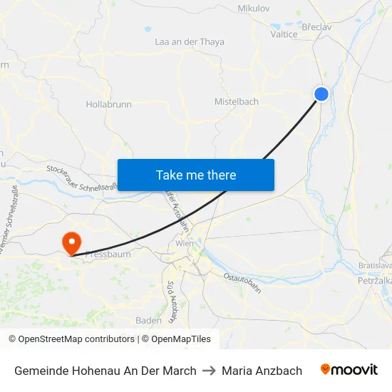 Gemeinde Hohenau An Der March to Maria Anzbach map