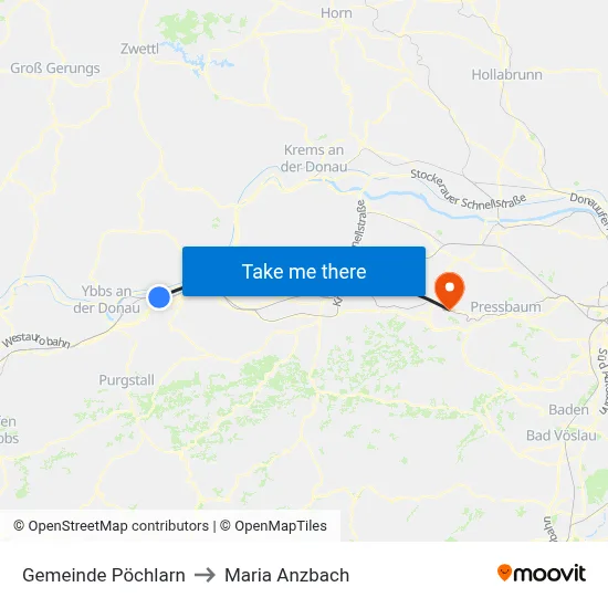 Gemeinde Pöchlarn to Maria Anzbach map