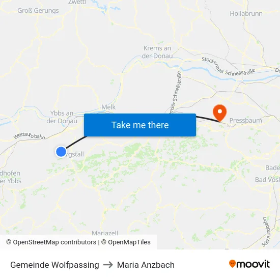 Gemeinde Wolfpassing to Maria Anzbach map