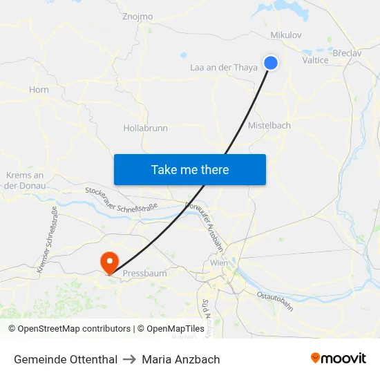 Gemeinde Ottenthal to Maria Anzbach map