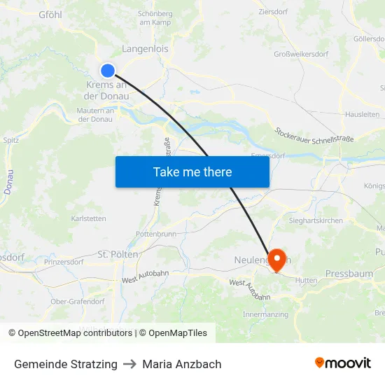 Gemeinde Stratzing to Maria Anzbach map