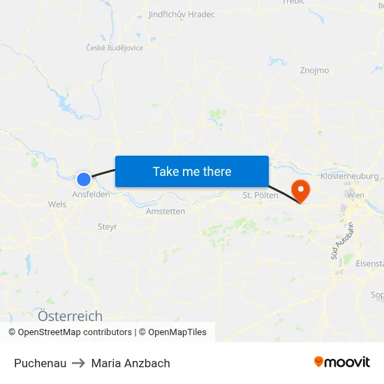 Puchenau to Maria Anzbach map