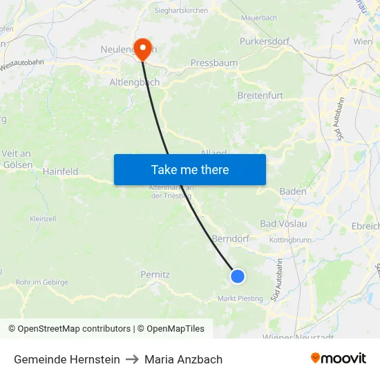Gemeinde Hernstein to Maria Anzbach map