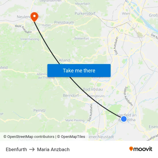Ebenfurth to Maria Anzbach map