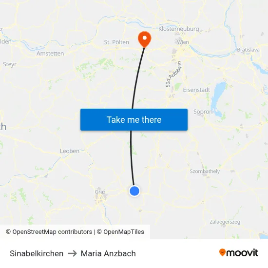 Sinabelkirchen to Maria Anzbach map