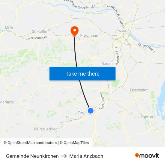 Gemeinde Neunkirchen to Maria Anzbach map