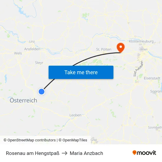 Rosenau am Hengstpaß to Maria Anzbach map