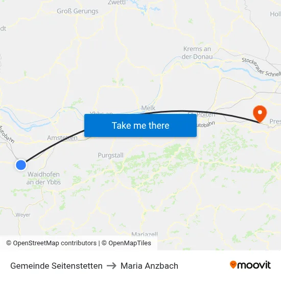 Gemeinde Seitenstetten to Maria Anzbach map