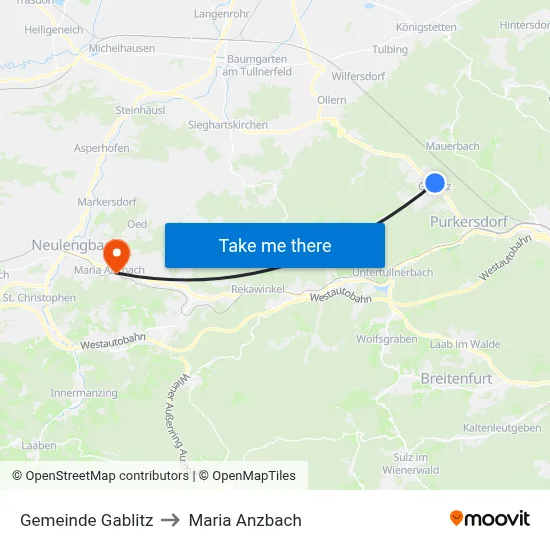 Gemeinde Gablitz to Maria Anzbach map