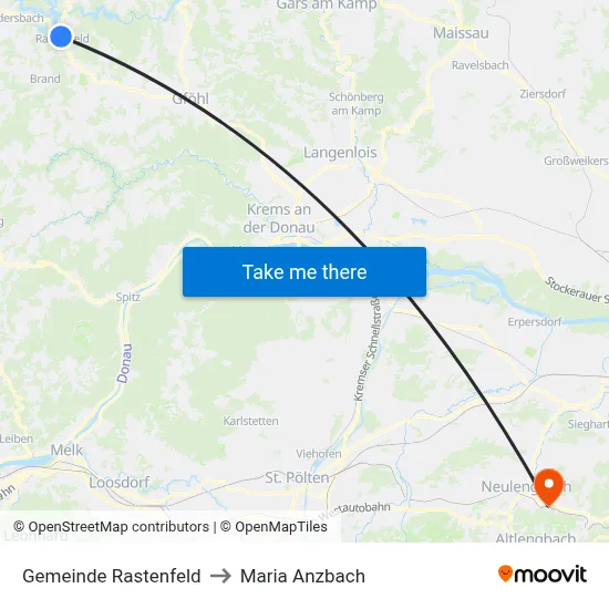 Gemeinde Rastenfeld to Maria Anzbach map