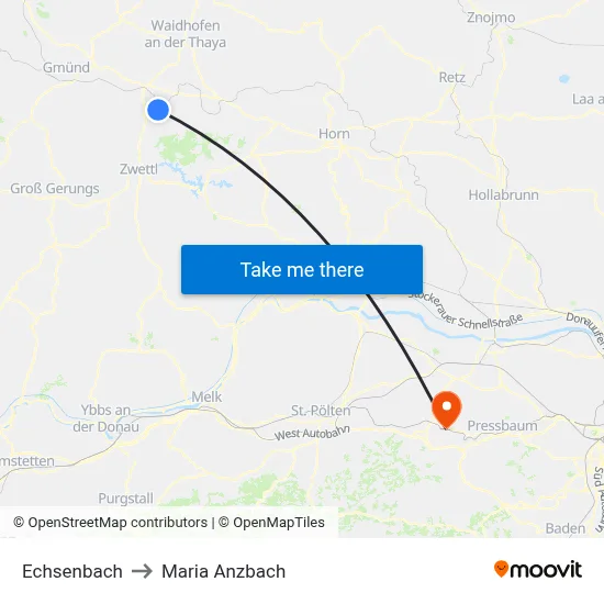 Echsenbach to Maria Anzbach map