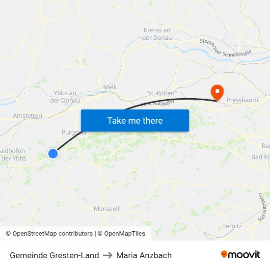 Gemeinde Gresten-Land to Maria Anzbach map
