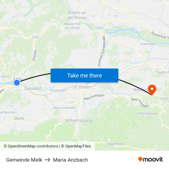 Gemeinde Melk to Maria Anzbach map