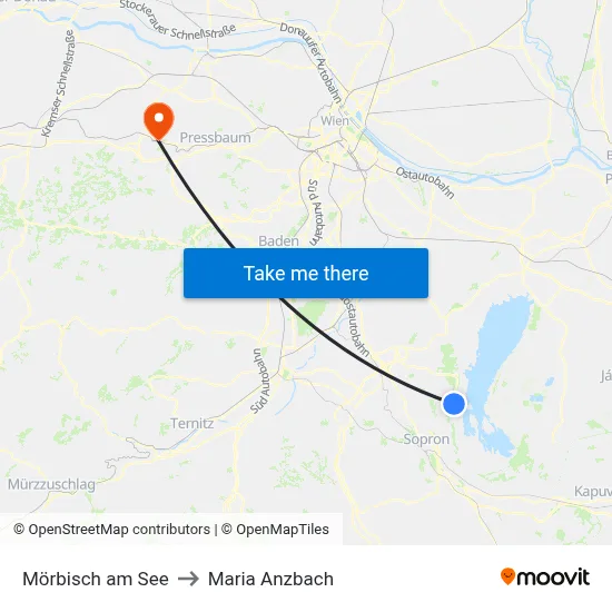 Mörbisch am See to Maria Anzbach map