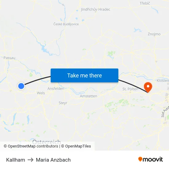 Kallham to Maria Anzbach map