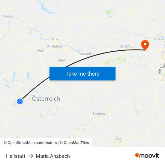 Hallstatt to Maria Anzbach map