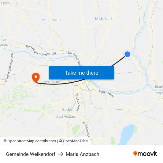 Gemeinde Weikendorf to Maria Anzbach map