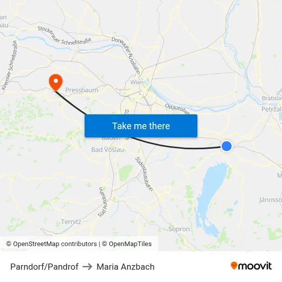 Parndorf/Pandrof to Maria Anzbach map