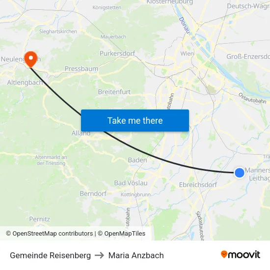 Gemeinde Reisenberg to Maria Anzbach map