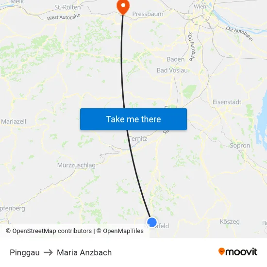 Pinggau to Maria Anzbach map