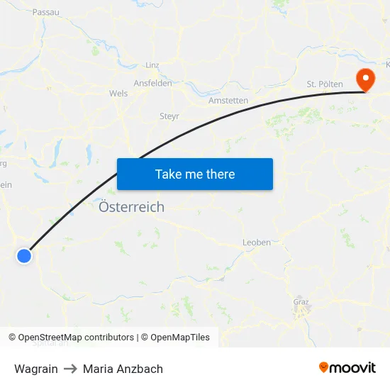 Wagrain to Maria Anzbach map
