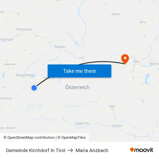 Gemeinde Kirchdorf In Tirol to Maria Anzbach map