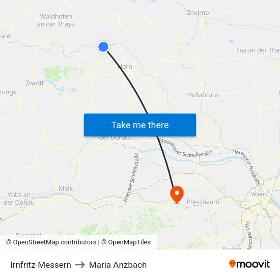 Irnfritz-Messern to Maria Anzbach map