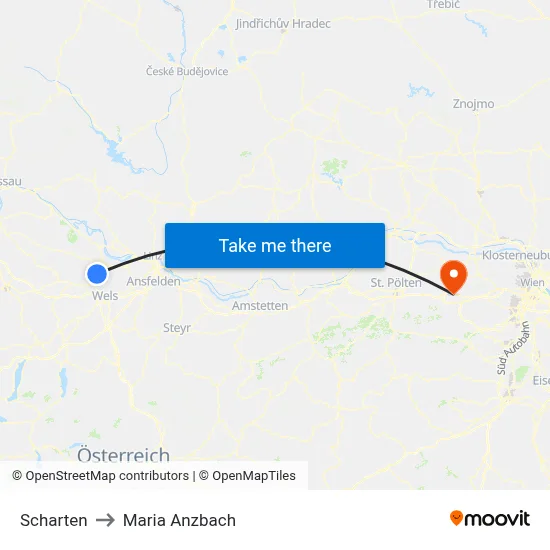 Scharten to Maria Anzbach map